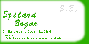 szilard bogar business card